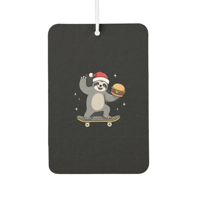 CHRISTMAS SLOTH Funny Christmas Skateboard Sloth ( Car Air Freshener (Front)