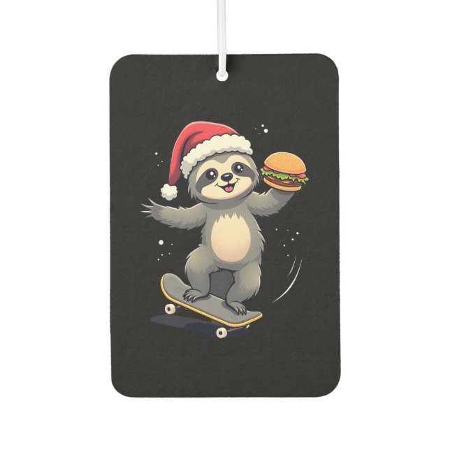CHRISTMAS SLOTH Funny Christmas Skateboard Sloth ( Car Air Freshener (Front)