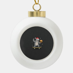 CHRISTMAS SLOTH Funny Christmas Skateboard Sloth ( Ceramic Ball Christmas Ornament