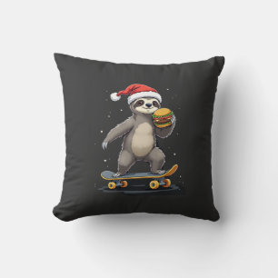 CHRISTMAS SLOTH Funny Christmas Skateboard Sloth Cushion