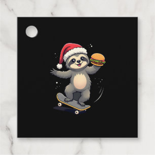 CHRISTMAS SLOTH Funny Christmas Skateboard Sloth ( Favour Tags