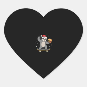 CHRISTMAS SLOTH Funny Christmas Skateboard Sloth ( Heart Sticker