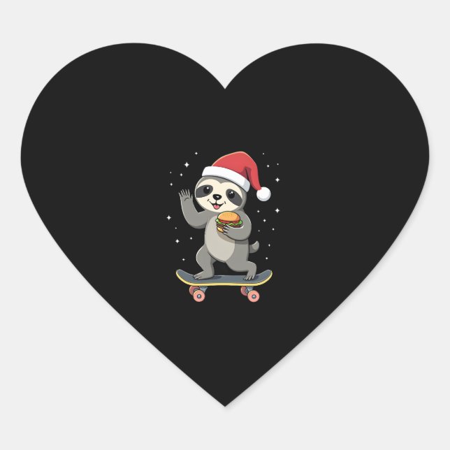 CHRISTMAS SLOTH Funny Christmas Skateboard Sloth ( Heart Sticker (Front)