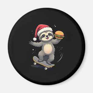 CHRISTMAS SLOTH Funny Christmas Skateboard Sloth ( Magnet