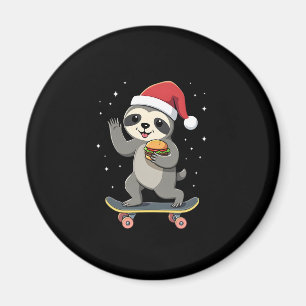 CHRISTMAS SLOTH Funny Christmas Skateboard Sloth ( Magnet