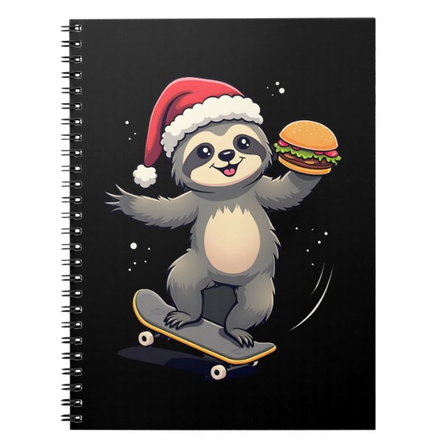 CHRISTMAS SLOTH Funny Christmas Skateboard Sloth ( Notebook (Front)
