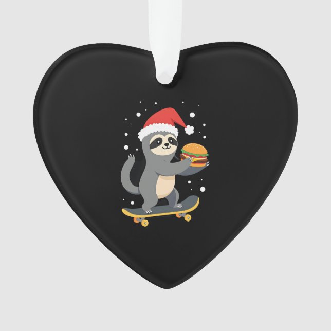 CHRISTMAS SLOTH Funny Christmas Skateboard Sloth ( Ornament (Front)
