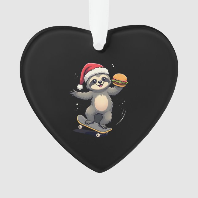 CHRISTMAS SLOTH Funny Christmas Skateboard Sloth ( Ornament (Front)