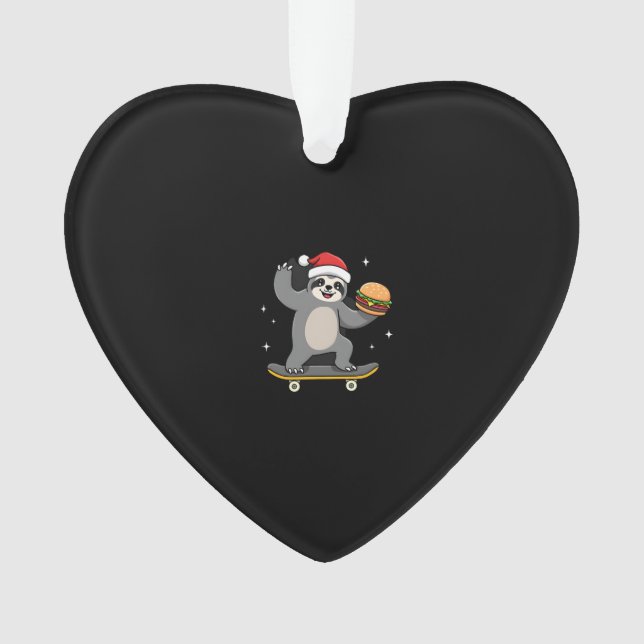 CHRISTMAS SLOTH Funny Christmas Skateboard Sloth ( Ornament (Front)