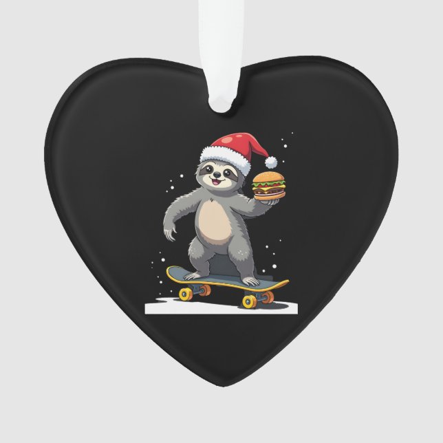 CHRISTMAS SLOTH Funny Christmas Skateboard Sloth ( Ornament (Front)