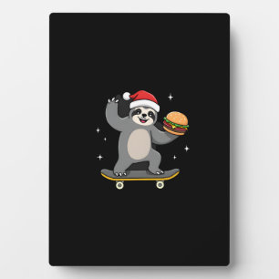 CHRISTMAS SLOTH Funny Christmas Skateboard Sloth ( Plaque