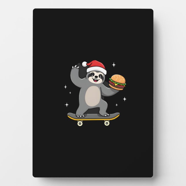 CHRISTMAS SLOTH Funny Christmas Skateboard Sloth ( Plaque (Front)