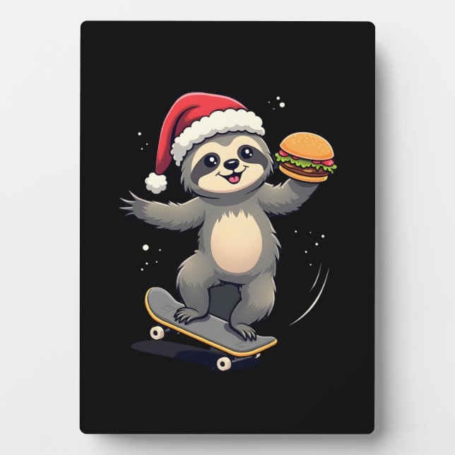 CHRISTMAS SLOTH Funny Christmas Skateboard Sloth ( Plaque (Front)
