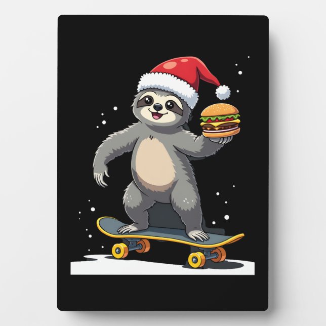 CHRISTMAS SLOTH Funny Christmas Skateboard Sloth ( Plaque (Front)