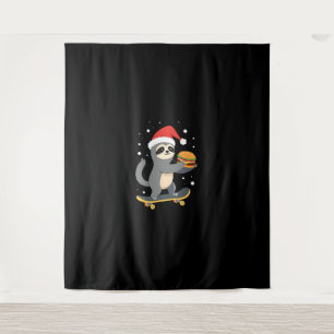 CHRISTMAS SLOTH Funny Christmas Skateboard Sloth ( Tapestry