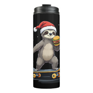 CHRISTMAS SLOTH Funny Christmas Skateboard Sloth Thermal Tumbler