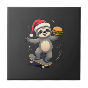 CHRISTMAS SLOTH Funny Christmas Skateboard Sloth ( Tile