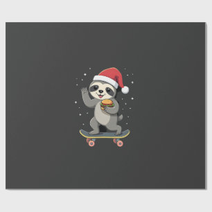 CHRISTMAS SLOTH Funny Christmas Skateboard Sloth ( Wrapping Paper