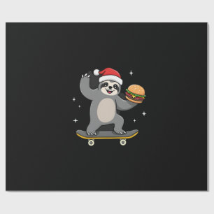 CHRISTMAS SLOTH Funny Christmas Skateboard Sloth ( Wrapping Paper