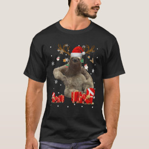 Christmas Sloth Funny Santa Reindeer Sloth Lover G T-Shirt