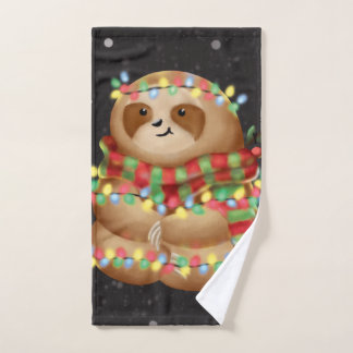 Christmas sloth   hand towel