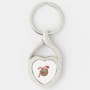 Christmas Sloth Hugging Candy Cane Classic T-Shirt Key Ring