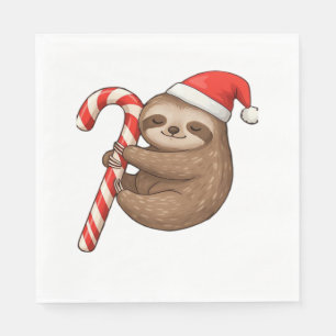 Christmas Sloth Hugging Candy Cane Classic T-Shirt Napkin