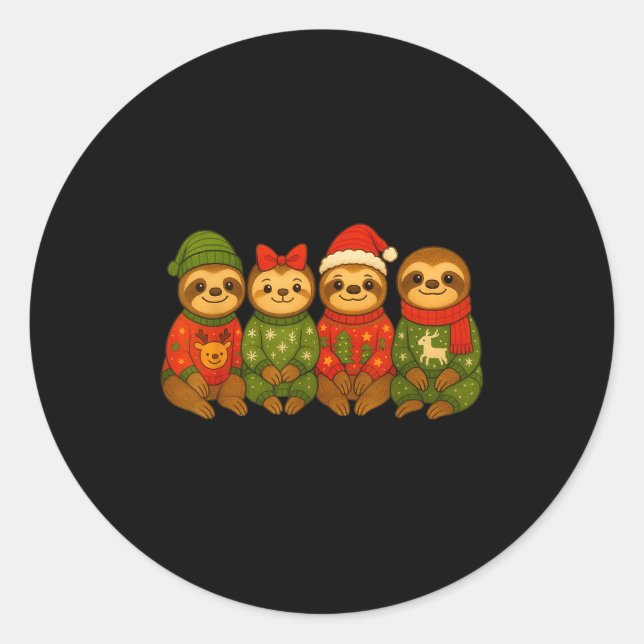 Christmas Sloth Matching Family Xmas Pajama Men Wo Classic Round Sticker (Front)