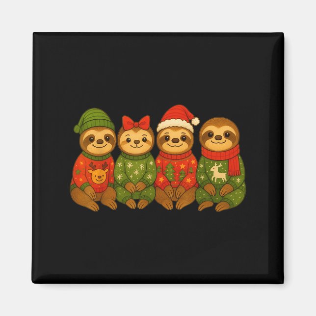 Christmas Sloth Matching Family Xmas Pajama Men Wo Magnet (Front)