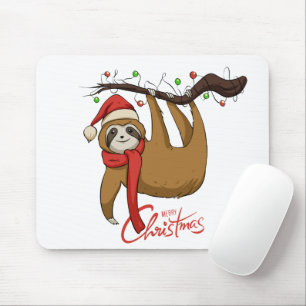 Christmas Sloth on Tree Branch%0A Mouse Mat