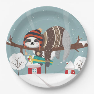 Christmas Sloth Paper Plate