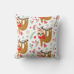 Christmas Sloth Pattern Cushion