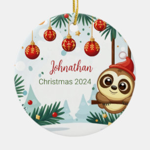 Christmas Sloth Personalised Ornament