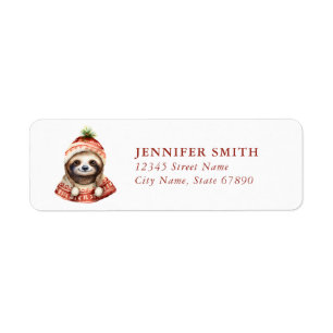 Christmas Sloth Return Address Labels