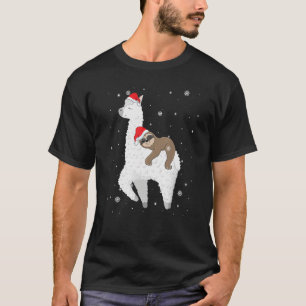 Christmas Sloth Riding Llama Santa Pyjamas Family T-Shirt