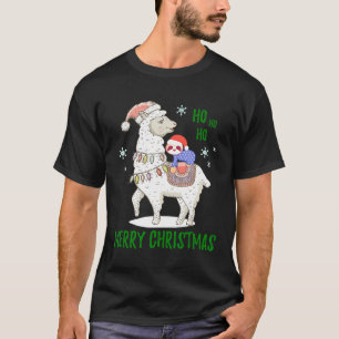 Christmas Sloth Riding Santa Llama Merry Xmas Slee T-Shirt