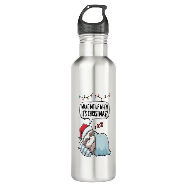 Christmas Sloth Sleeping Holiday 710 Ml Water Bottle (Front)