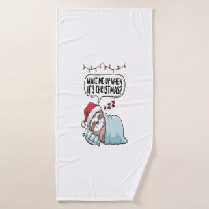 Christmas Sloth Sleeping Holiday Bath Towel