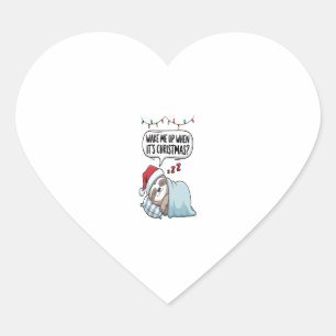 Christmas Sloth Sleeping Holiday Heart Sticker