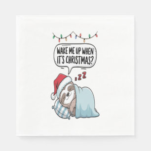 Christmas Sloth Sleeping Holiday Napkin