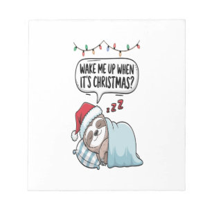 Christmas Sloth Sleeping Holiday Notepad