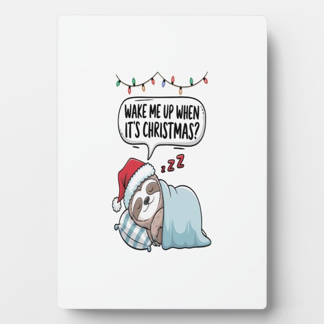 Christmas Sloth Sleeping Holiday Plaque (Front)