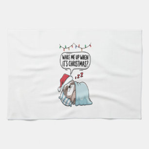 Christmas Sloth Sleeping Holiday Tea Towel