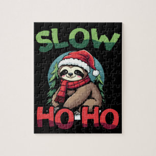 Christmas Sloth Slow Ho Ho Festive Holiday Design Jigsaw Puzzle