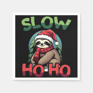 Christmas Sloth Slow Ho Ho Festive Holiday Design Napkin
