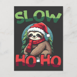 Christmas Sloth Slow Ho Ho Festive Holiday Design Postcard