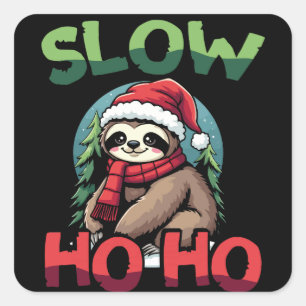 Christmas Sloth Slow Ho Ho Festive Holiday Design Square Sticker