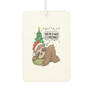 Christmas Sloth Wake Me Up Holiday Nap Car Air Freshener