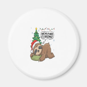 Christmas Sloth Wake Me Up Holiday Nap Magnet