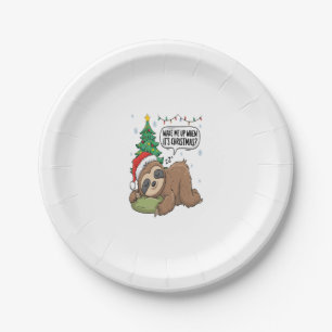 Christmas Sloth Wake Me Up Holiday Nap Paper Plate